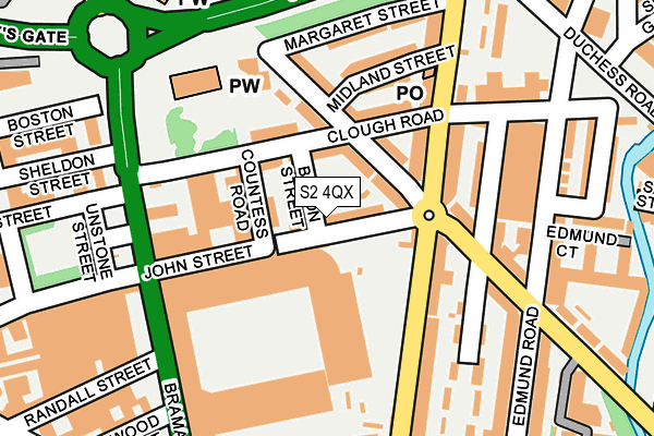 S2 4QX map - OS OpenMap – Local (Ordnance Survey)