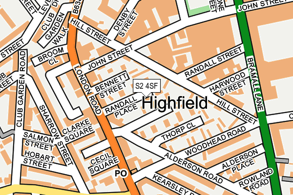 S2 4SF map - OS OpenMap – Local (Ordnance Survey)