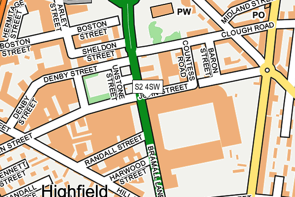 S2 4SW map - OS OpenMap – Local (Ordnance Survey)