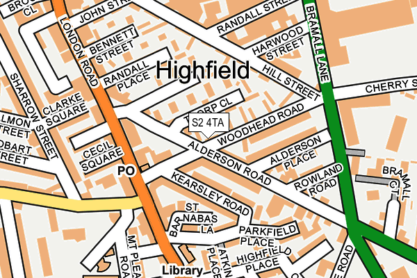 S2 4TA map - OS OpenMap – Local (Ordnance Survey)