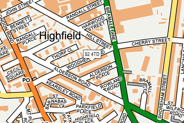 S2 4TD map - OS OpenMap – Local (Ordnance Survey)