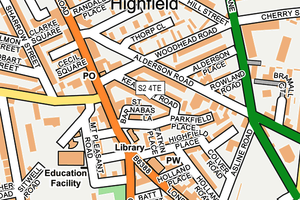 S2 4TE map - OS OpenMap – Local (Ordnance Survey)