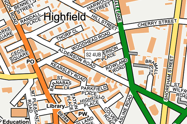S2 4UB map - OS OpenMap – Local (Ordnance Survey)