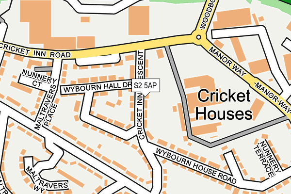 S2 5AP map - OS OpenMap – Local (Ordnance Survey)