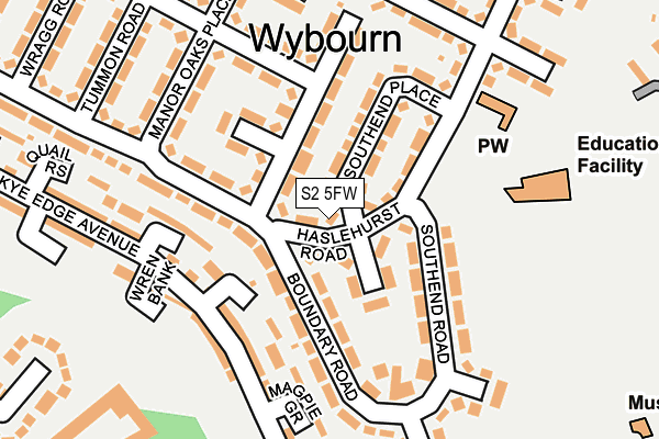 S2 5FW map - OS OpenMap – Local (Ordnance Survey)