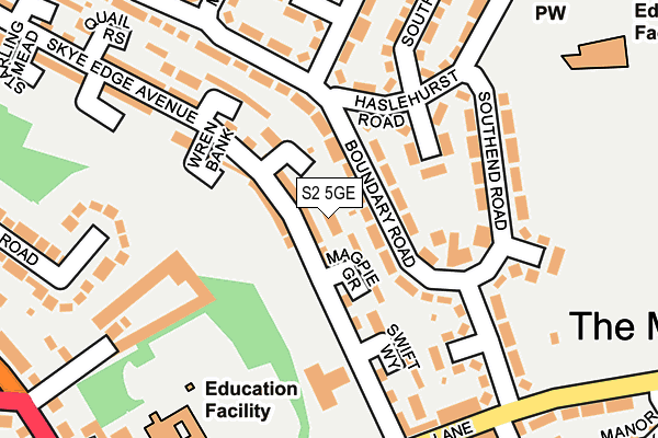 S2 5GE map - OS OpenMap – Local (Ordnance Survey)