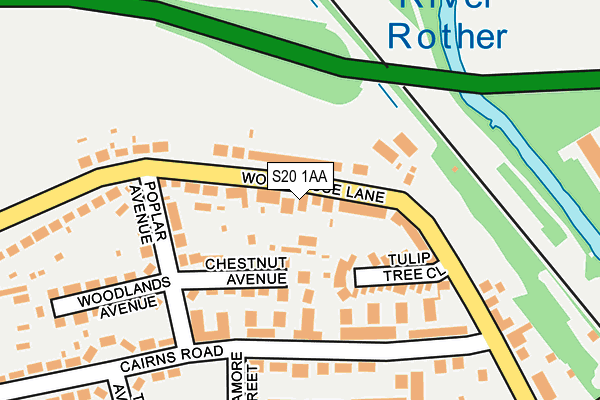 S20 1AA map - OS OpenMap – Local (Ordnance Survey)