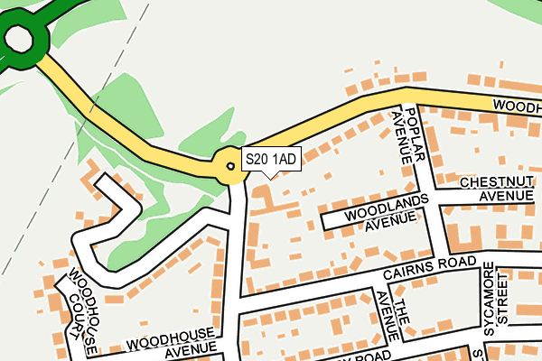 S20 1AD map - OS OpenMap – Local (Ordnance Survey)