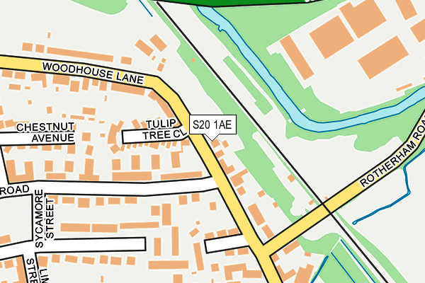 S20 1AE map - OS OpenMap – Local (Ordnance Survey)