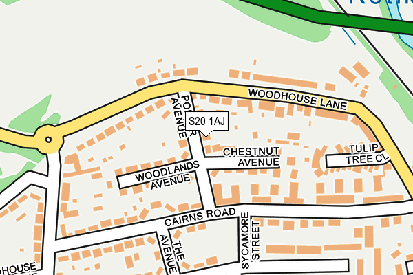 S20 1AJ map - OS OpenMap – Local (Ordnance Survey)