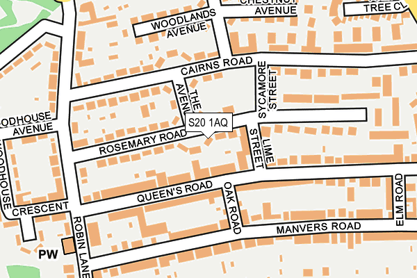 S20 1AQ map - OS OpenMap – Local (Ordnance Survey)