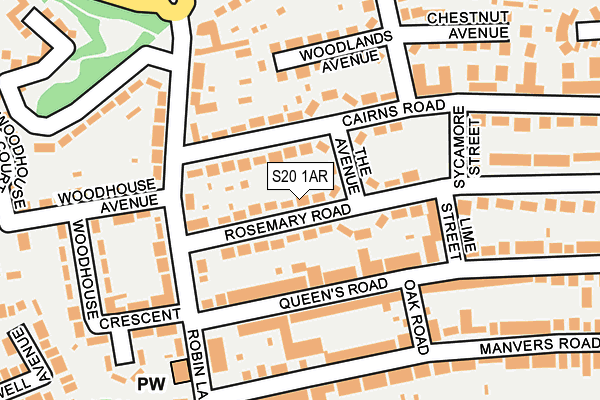 S20 1AR map - OS OpenMap – Local (Ordnance Survey)