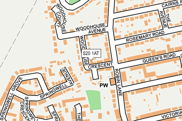 S20 1AT map - OS OpenMap – Local (Ordnance Survey)