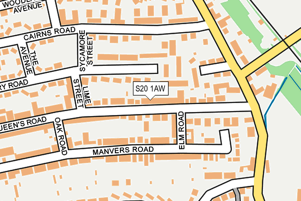 S20 1AW map - OS OpenMap – Local (Ordnance Survey)