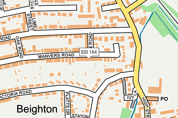 S20 1AX map - OS OpenMap – Local (Ordnance Survey)