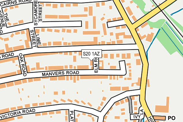 S20 1AZ map - OS OpenMap – Local (Ordnance Survey)