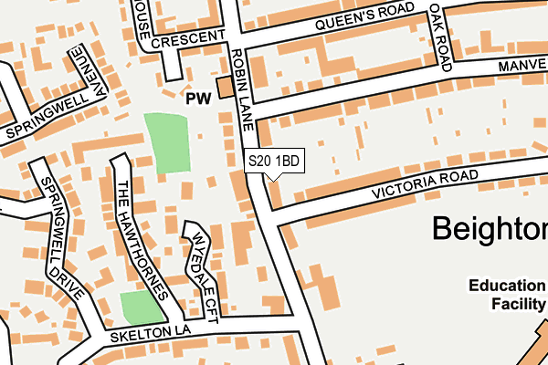 S20 1BD map - OS OpenMap – Local (Ordnance Survey)