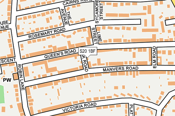 S20 1BF map - OS OpenMap – Local (Ordnance Survey)