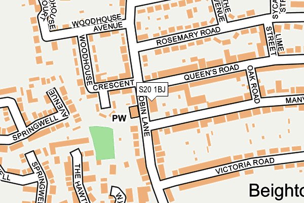 S20 1BJ map - OS OpenMap – Local (Ordnance Survey)