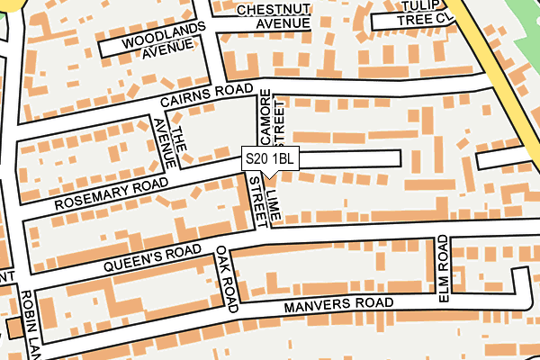 S20 1BL map - OS OpenMap – Local (Ordnance Survey)