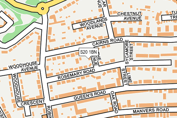 S20 1BN map - OS OpenMap – Local (Ordnance Survey)
