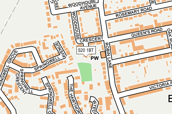 S20 1BT map - OS OpenMap – Local (Ordnance Survey)