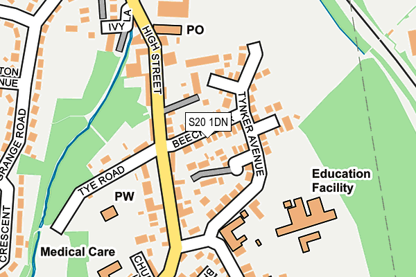 S20 1DN map - OS OpenMap – Local (Ordnance Survey)