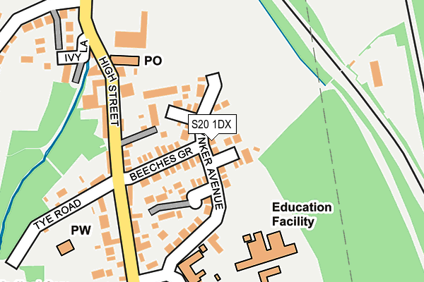 S20 1DX map - OS OpenMap – Local (Ordnance Survey)