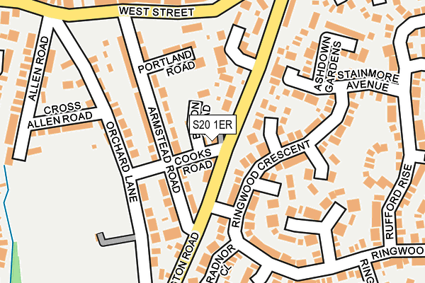 S20 1ER map - OS OpenMap – Local (Ordnance Survey)