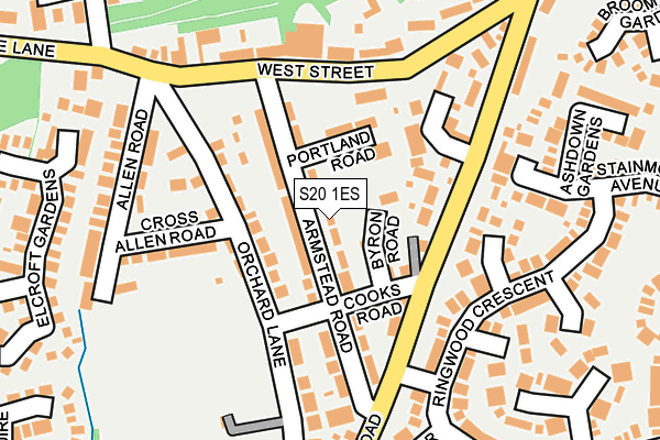 S20 1ES map - OS OpenMap – Local (Ordnance Survey)