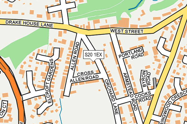 S20 1EX map - OS OpenMap – Local (Ordnance Survey)