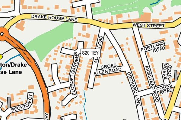 S20 1EY map - OS OpenMap – Local (Ordnance Survey)