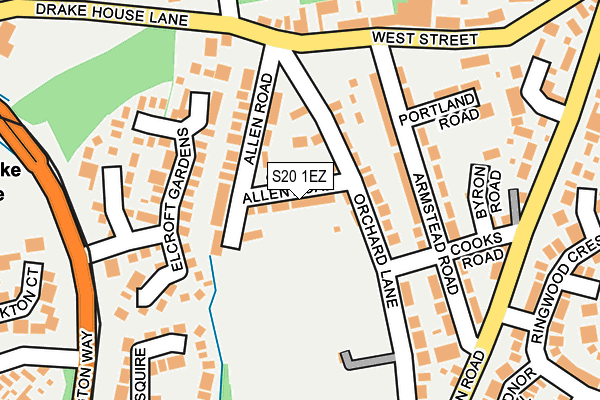S20 1EZ map - OS OpenMap – Local (Ordnance Survey)