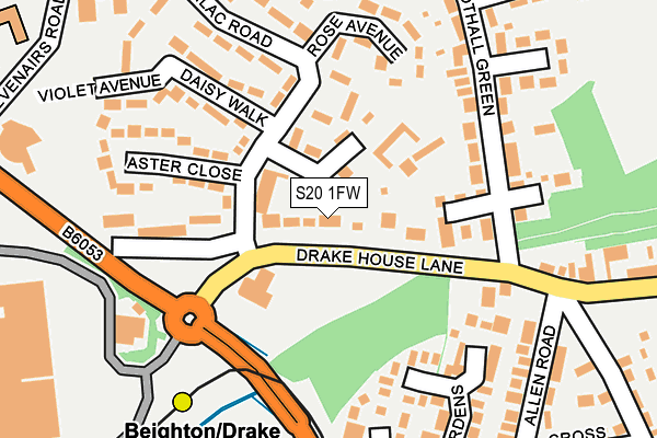 S20 1FW map - OS OpenMap – Local (Ordnance Survey)