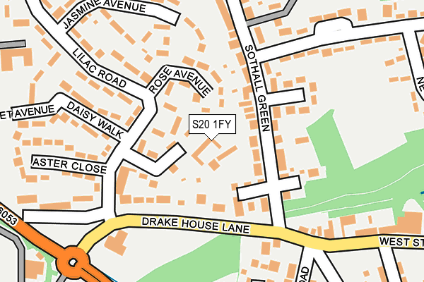 S20 1FY map - OS OpenMap – Local (Ordnance Survey)