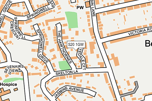 S20 1GW map - OS OpenMap – Local (Ordnance Survey)