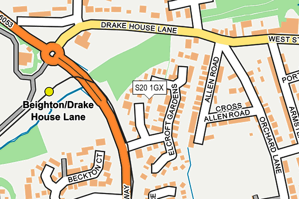 S20 1GX map - OS OpenMap – Local (Ordnance Survey)