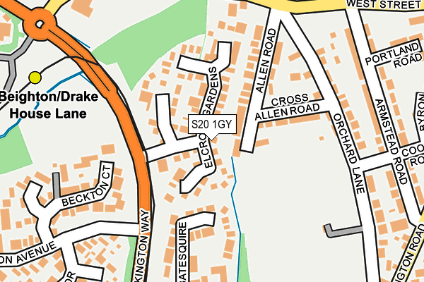 S20 1GY map - OS OpenMap – Local (Ordnance Survey)