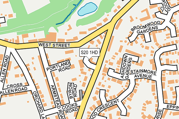 S20 1HD map - OS OpenMap – Local (Ordnance Survey)