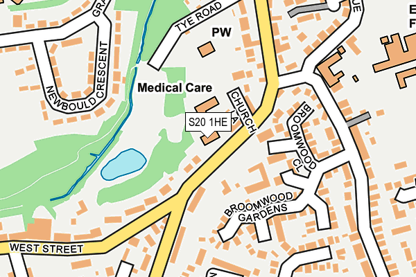 S20 1HE map - OS OpenMap – Local (Ordnance Survey)