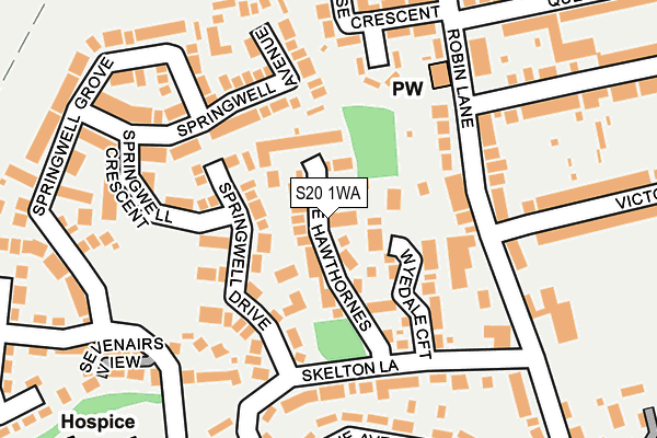 S20 1WA map - OS OpenMap – Local (Ordnance Survey)