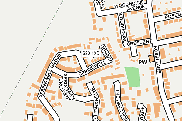 S20 1XD map - OS OpenMap – Local (Ordnance Survey)