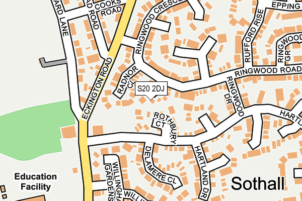 S20 2DJ map - OS OpenMap – Local (Ordnance Survey)