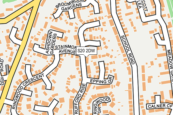 S20 2DW map - OS OpenMap – Local (Ordnance Survey)