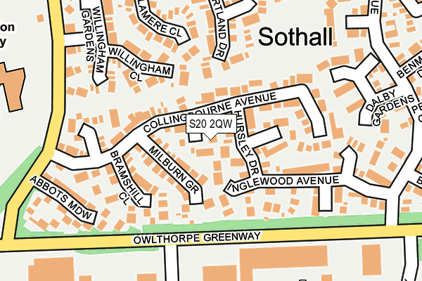 S20 2QW map - OS OpenMap – Local (Ordnance Survey)