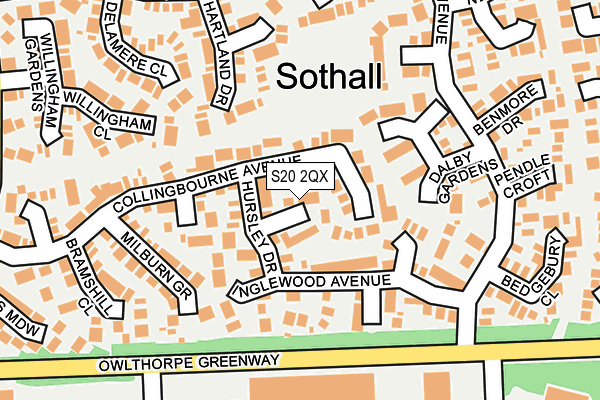 S20 2QX map - OS OpenMap – Local (Ordnance Survey)