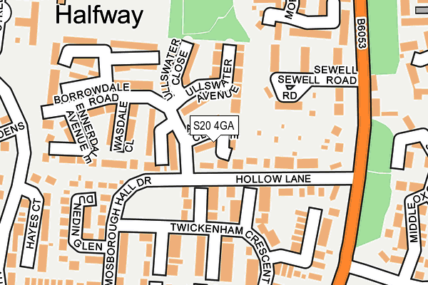 S20 4GA map - OS OpenMap – Local (Ordnance Survey)