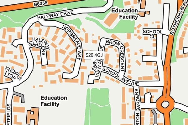 S20 4GJ map - OS OpenMap – Local (Ordnance Survey)