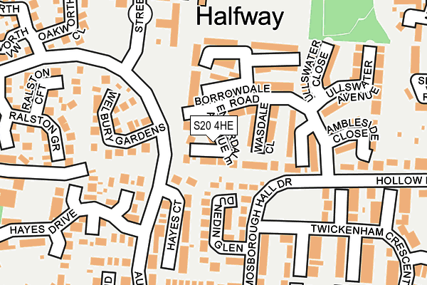 S20 4HE map - OS OpenMap – Local (Ordnance Survey)