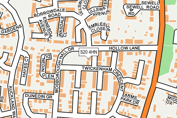 S20 4HN map - OS OpenMap – Local (Ordnance Survey)